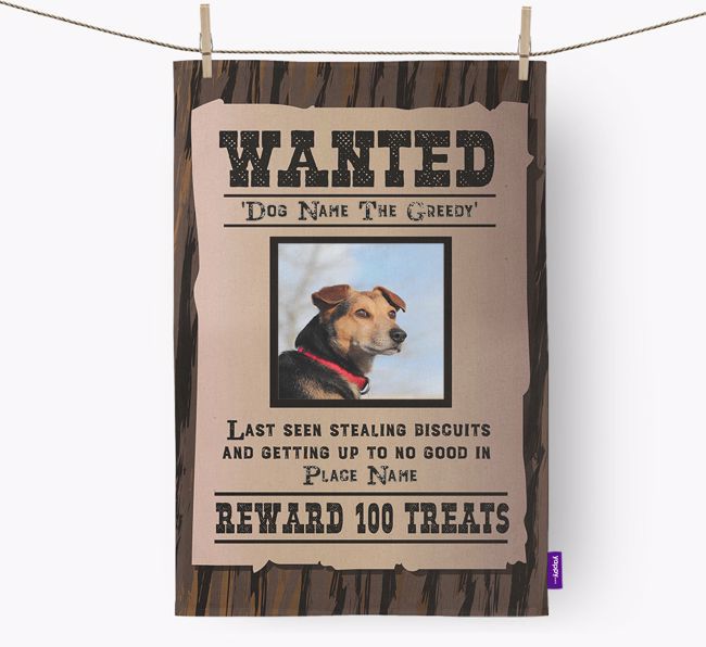 'Wanted Poster' - {breedFullName} Photo Upload Dish Towel